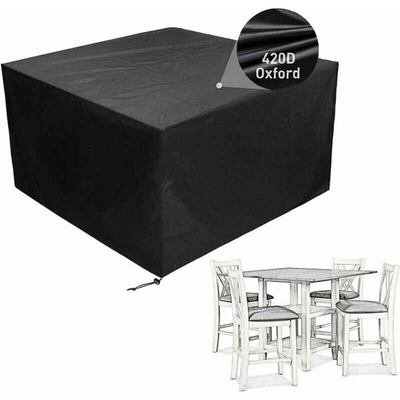 Housse de Protection pour Table Carrée et Mobilier d'Extérieur, Fabriquée en Tissu Oxford Imperméable et Résistant aux uv et aux Intempéries,