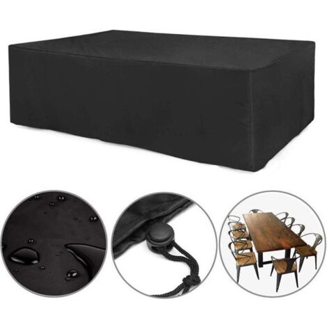 Housse de protection pour table de jardin, bâche pour salon de jardin et mobilier de serre, noir - 210x110x70 cm