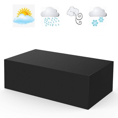 Housse de protection pour table de patio rectangulaire noire imperméable 315 x 160 x 74 cm