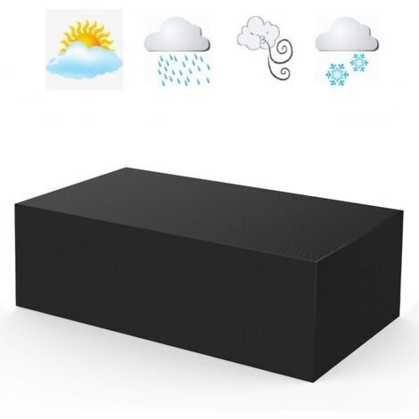Housse de protection pour table de patio rectangulaire noire imperméable 315 x 160 x 74 cm