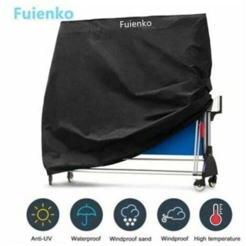 Housse de Protection pour Table de Ping-Pong 210D Oxford 165x70x185cm Noir