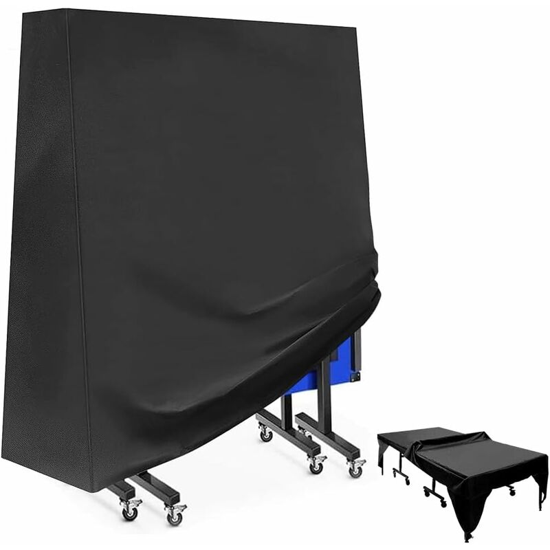 Housse de Protection pour Table de Ping-Pong Couverture de Table de Ping Pong Étanche 210D Oxford 165x70x185cm Noir