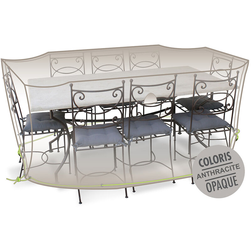 Housse de protection Cover Air pour table rectangulaire + 10 chaises - 290 x 130 x 70 cm - Jardiline