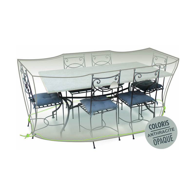 Housse de protection Cover Air pour table rectangulaire + 8 chaises - 240 x 130 x 70 cm Jardiline