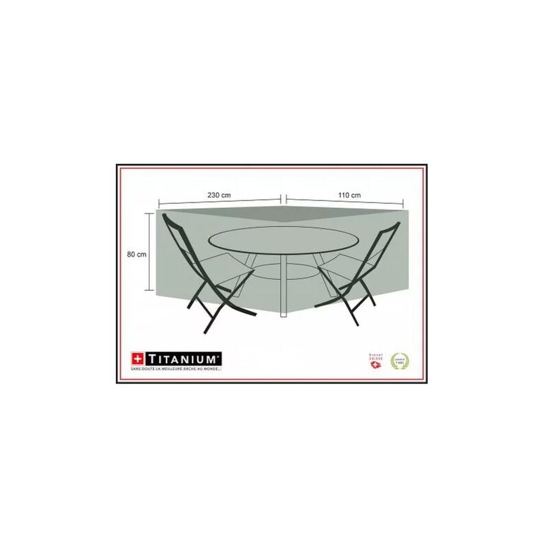Titanium - Housse de protection pour table ovale + chaises 230 x 110 x 80 cm - Noir