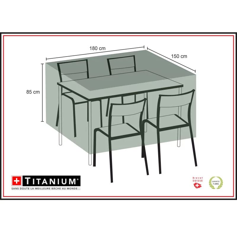 Housse de protection pour table rectangulaire + chaises 180 x 150 x 85 cm - Noir