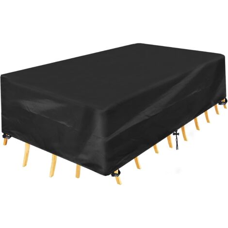 Housse de Protection pour Table, Rectangulaire Housse Salon de Jardin Imperméable, Anti-UV, 420D Oxford Tissu Housse de Table Chaise Meubles de Jardin Extérieure (280x204x106cm)