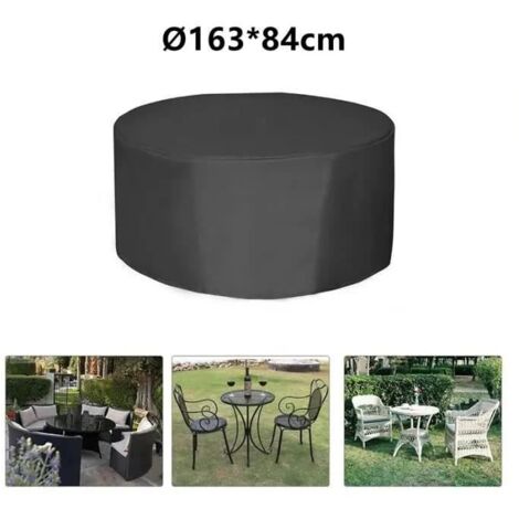 Housse de protection pour table ronde de jardin - 163x84 cm - Imperméable, anti-UV et coupe-vent