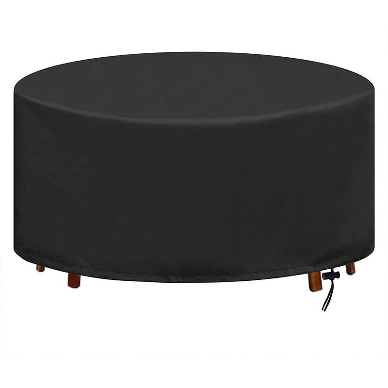 Housse de Protection pour Table Ronde Imperméable - 420D, Diamètre 128cm, Noir