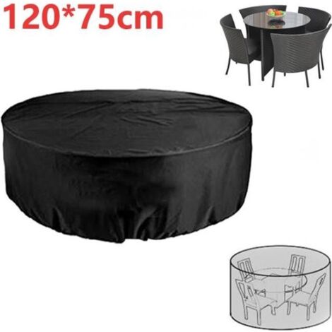 Housse de Protection pour Table Ronde - Mobilier - Ø120x75cm - Imperméable au Vent - Résistant aux UV