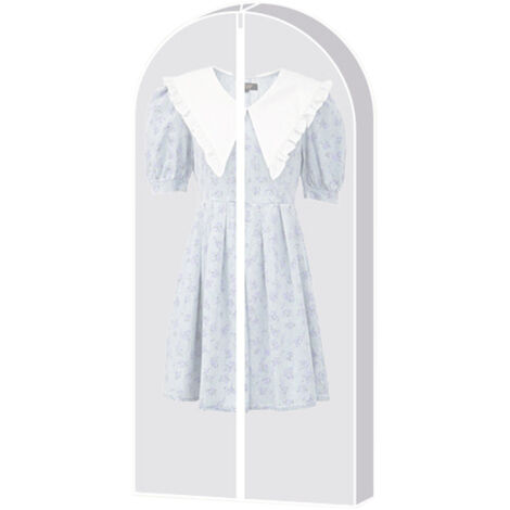 Housse de protection pour vêtements avec zip latéral, PVC transparent et tissu respirant, Blanc/Gris/Noir, Lot de 1, 3 tailles (L/XL/XXL)