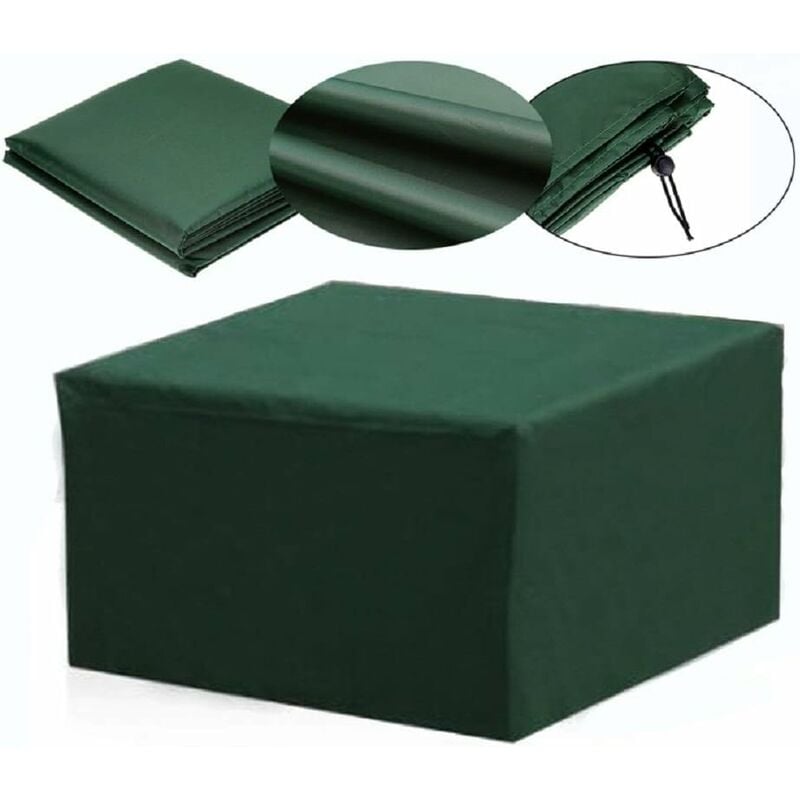 Housse de protection rectangulaire imperméable pour meubles de jardin, protection contre les UV, 13 tailles (vert) - 126x126x74cm