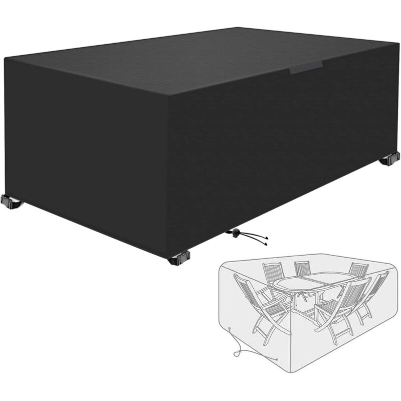 Housse de protection rectangulaire pour meubles de jardin, housse de table de jardin en tissu Oxford d'hiver imperméable, ensemble de chaises et de