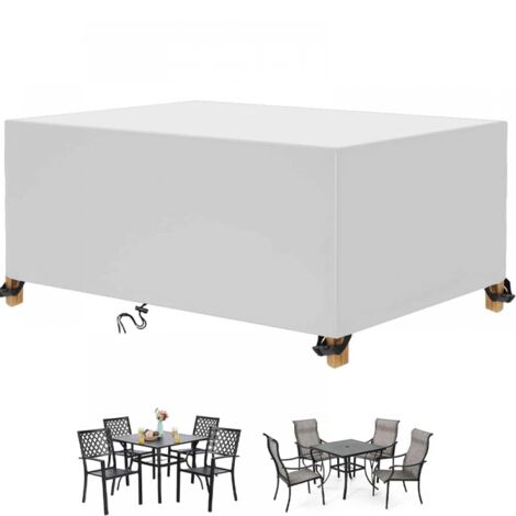Housse de protection rectangulaire pour mobilier de jardin, imperméable et résistante aux UV, tissu Oxford 420D, argenté, 213 x 132 x 74 cm