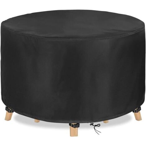Housse de protection ronde imperméable pour table de jardin, en tissu Oxford argenté 210D, dimensions 120 x 74 cm.