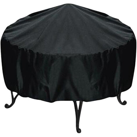 Housse de protection ronde noire imperméable à l'eau et à la poussière pour barbecue extérieur (112 cm de diamètre)