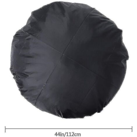 Housse de protection ronde noire imperméable pour barbecue d'extérieur, 112 cm, pour foyer extérieur.