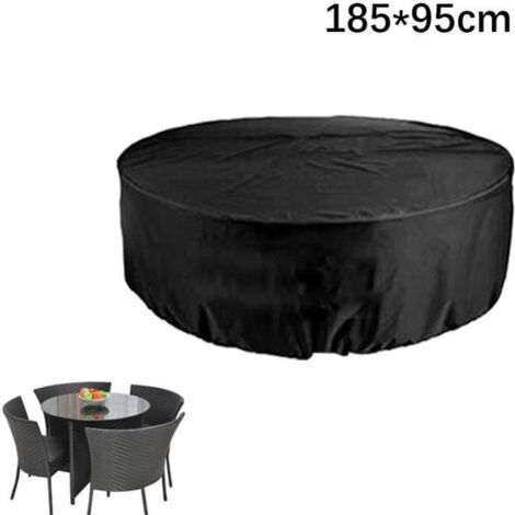 Housse de protection ronde pour extérieur, 185x95 cm, couleur noire.