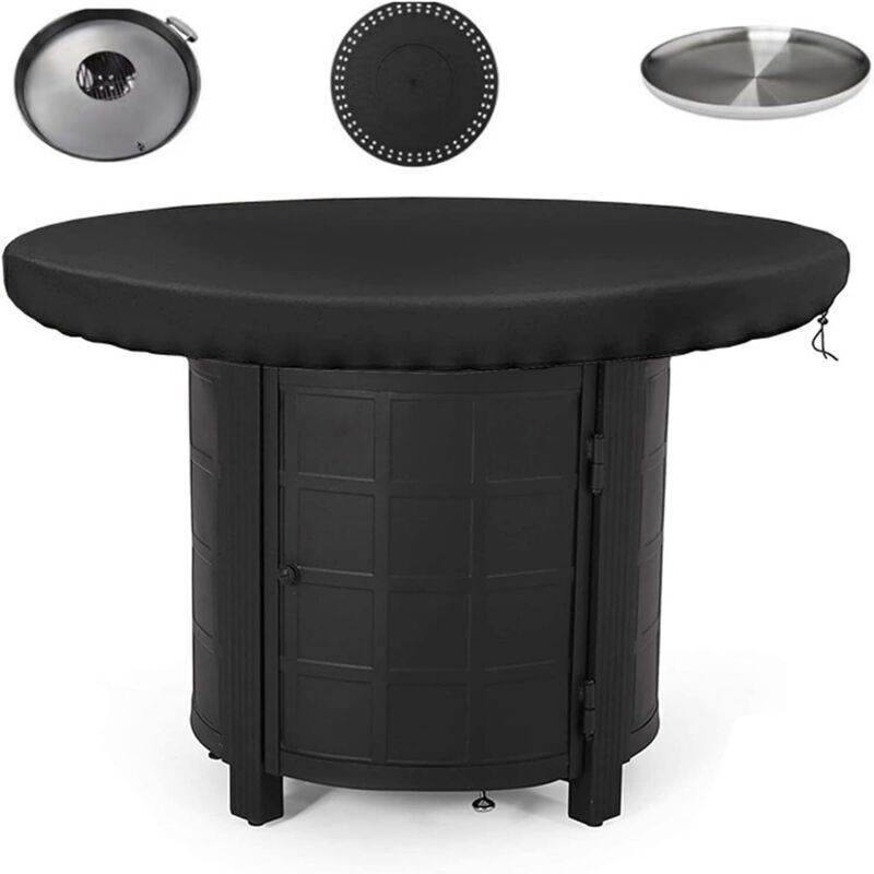 Housse de protection ronde pour foyer d'extérieur de 100 cm, tissu Oxford 420D, imperméable, anti-poussière et résistant aux UV (noir)
