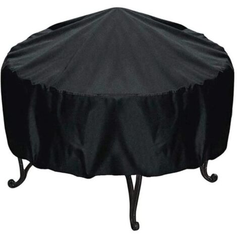 Housse de protection ronde pour foyer extérieur, imperméable en Oxford, avec cordon de serrage, résistante au vent et aux déchirures