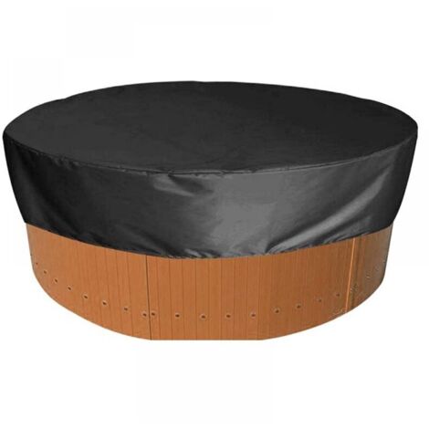 Housse de protection ronde pour jacuzzi (noire, 190 x 30 cm), tissu Oxford imperméable 190T argenté, protection UV et coupe-ve