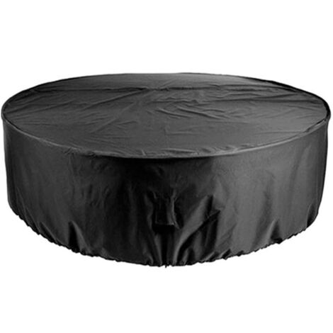 Housse de protection ronde pour meubles de patio extérieur, table et chaise, noire,185x110cm