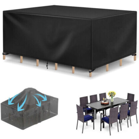 Housse De Protection Salon De Jardin 242x162x100cm, Étanche Robuste Tissu Oxford 210D Housse Protection Table De Jardin Exterieur, Résistance au Vent, Anti-UV