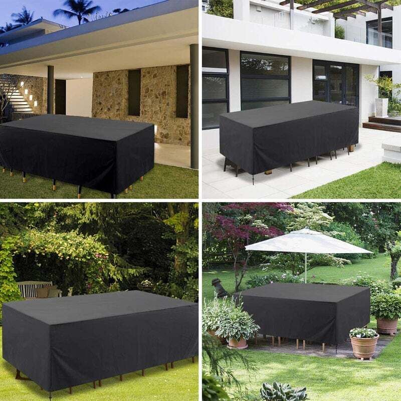 Housse de Protection Salon de Jardin, Bache de Protection Imperméable pour Table et Chaises Extérieures, Housse Rectangulaire de Meuble pour la