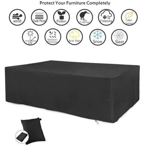 Housse de Protection Salon de Jardin Table Bâche Rectangulaire 213x132x74cm Couverture de Meubles Imperméable Anti-poussière Anti-UV