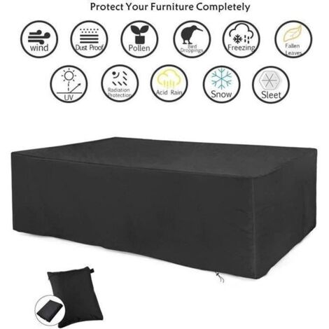 Housse de Protection Salon de Jardin Table Bâche Rectangulaire 213x132x74cm Couverture de Meubles Imperméable Anti-poussière Anti-UV