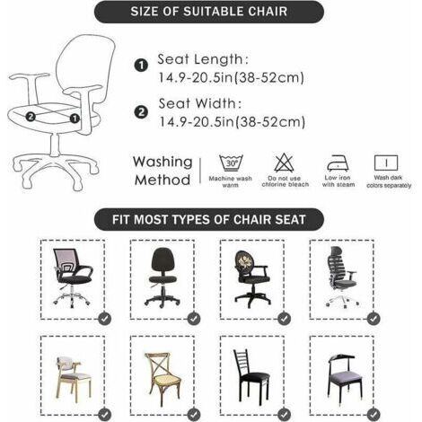 Housse de protection universelle amovible pour chaises de bureau pivotantes avec accoudoirs