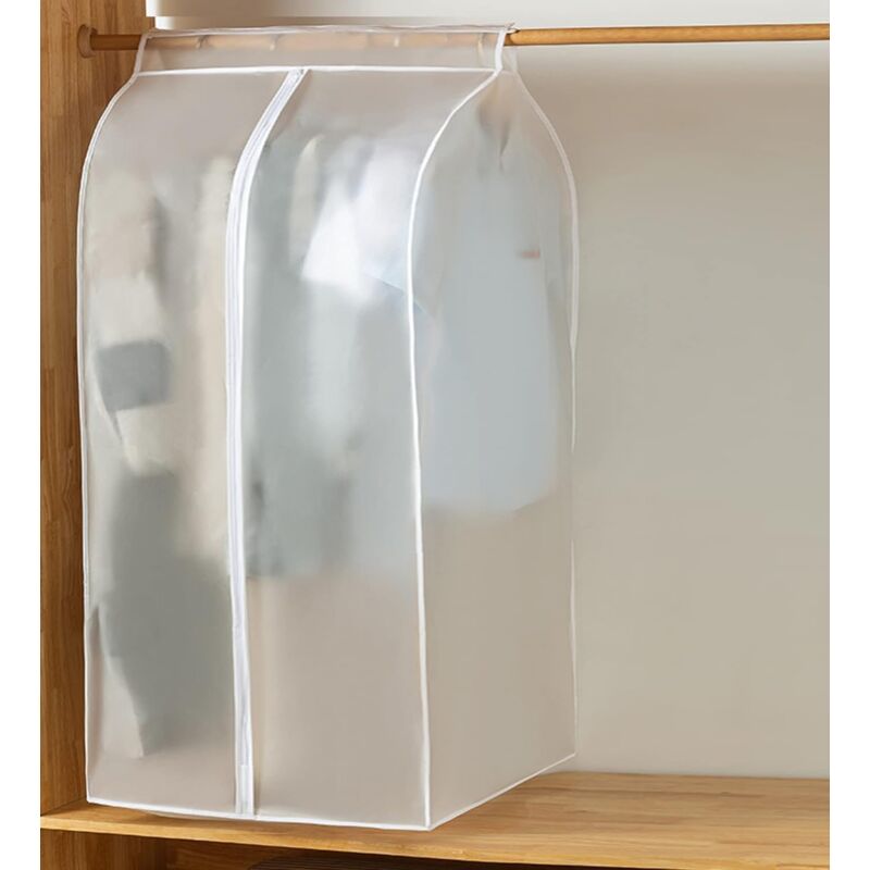 Housse de rangement anti-poussière pour tringle à vêtements, 80 x 50 x 120 en PEVA avec fermeture éclair intégrale et ruban adhésif magique