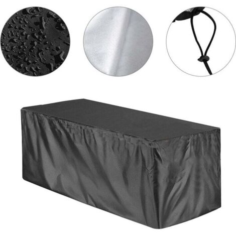 Housse de rangement imperméable pour jardin, housse de boîte de terrasse avec fermeture éclair, Oxford 210D, protection anti-UV – Rectangulaire (123x62x55cm)