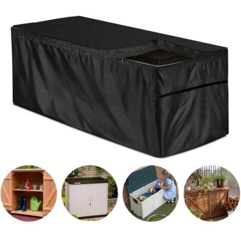 Housse de rangement imperméable pour jardin, housse de boîte de terrasse avec fermeture éclair, Oxford 210D, protection anti-UV – Rectangulaire (158x76x71cm)