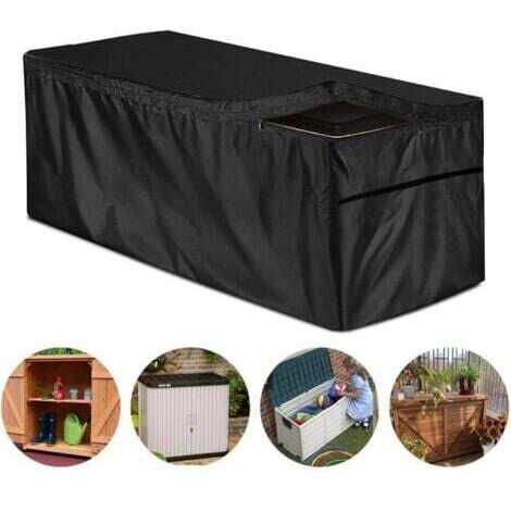 Housse de rangement imperméable pour jardin, housse de boîte de terrasse avec fermeture éclair, Oxford 210D, protection anti-UV – Rectangulaire (158x76x71cm)