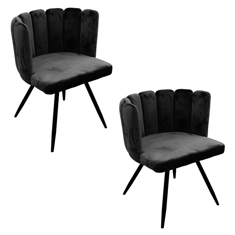Ac-deco - Lot De 2 Chaises En Velours Ariel Noir Home Deco Factory