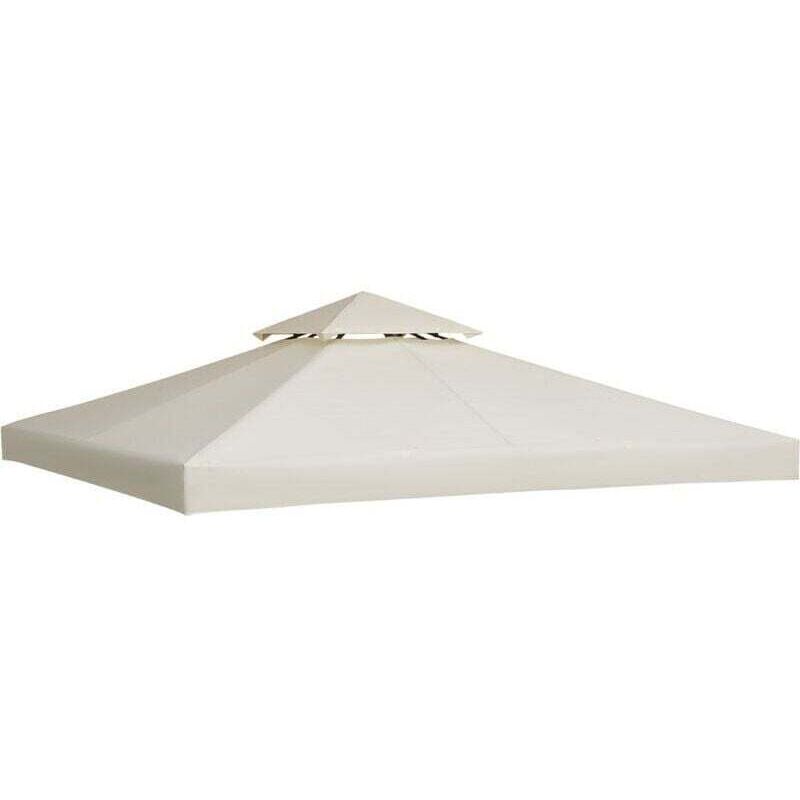 Housse de rechange pour auvent de tonnelle à double dessus, tissu polyester imperméable 300D, adaptée au cadre de serre d'été, terrasse (Blanc cassé)