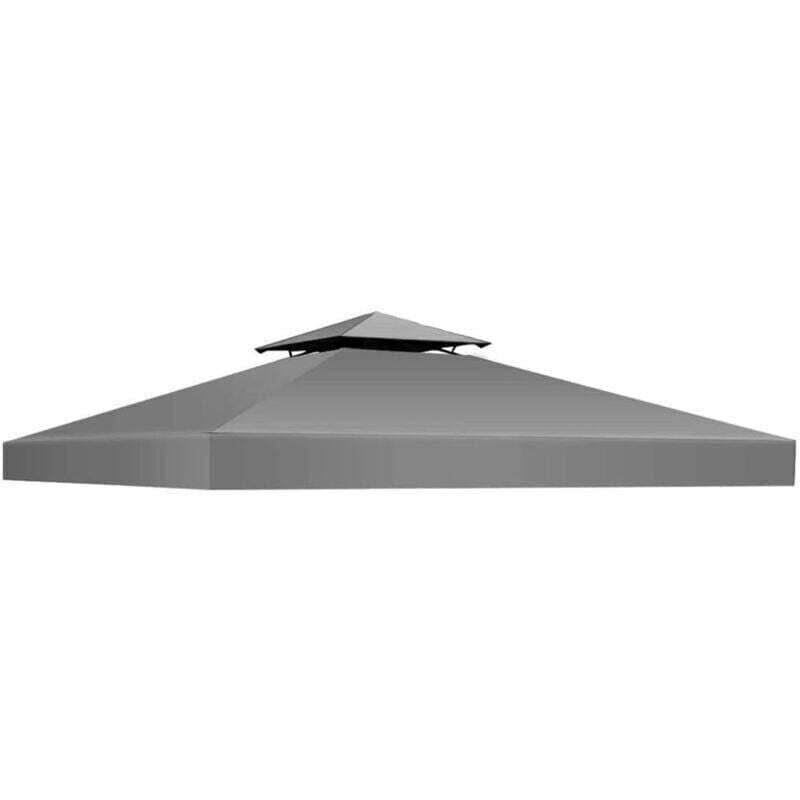 Housse de rechange pour auvent de tonnelle à double dessus, tissu polyester imperméable 300D, adaptée au cadre de serre d'été, terrasse (Gris)