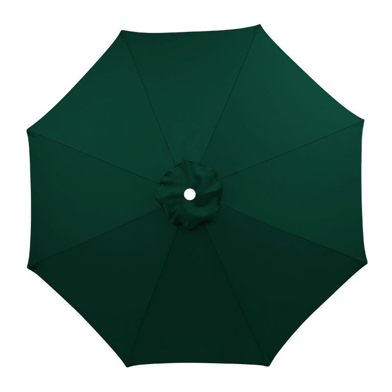 Housse de rechange pour parasol 3 m à 8 baleines, imperméable, résistante aux uv, tissu de rechange, lavable, respirant, vert foncé (sans baleines)