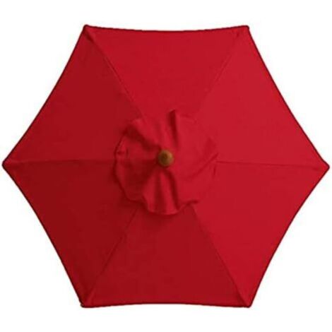 Housse De Rechange pour Parasol - 6 Baleines - 2 M/2,7 M/3 M - Imperméable - Anti-Ultraviolet - Tissu De Rechange (2.7M / 8.9Ft,Red)