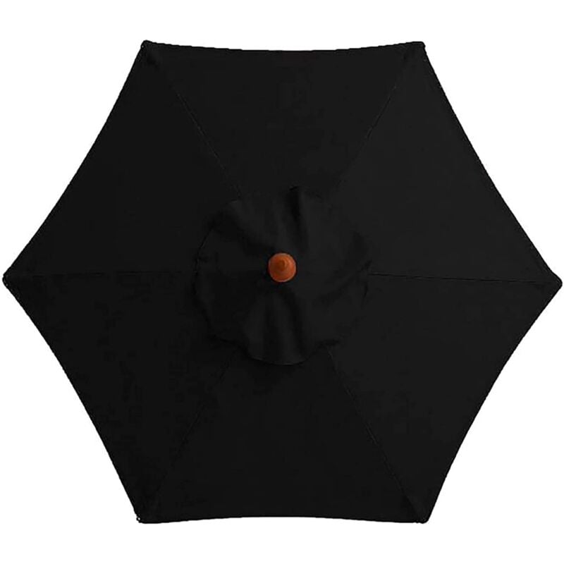 Housse de rechange pour parasol, 6 baleines, 3 m, imperméable, anti-UV, tissu de rechange, le noir