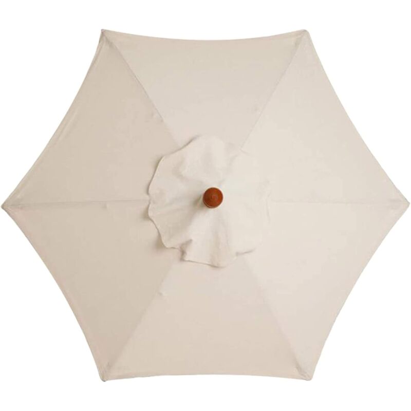 Housse de rechange pour parasol, 6 baleines, 2 m, imperméable, anti-UV, tissu de rechange, blanc crème