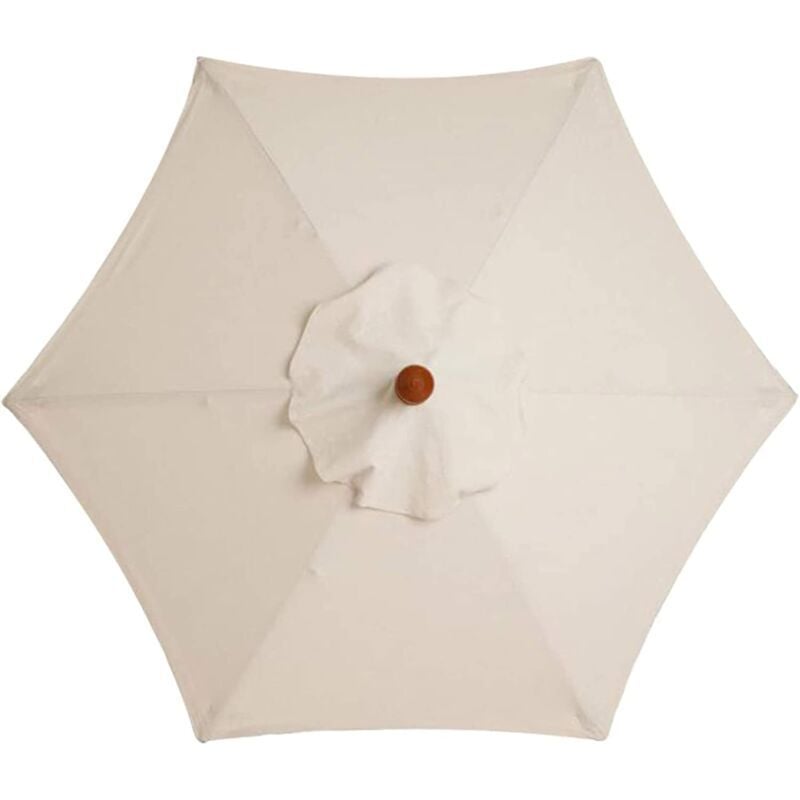 SNQ - Housse de rechange pour parasol, 6 baleines, 2 m, imperméable, anti-UV, tissu de rechange, blanc crème--