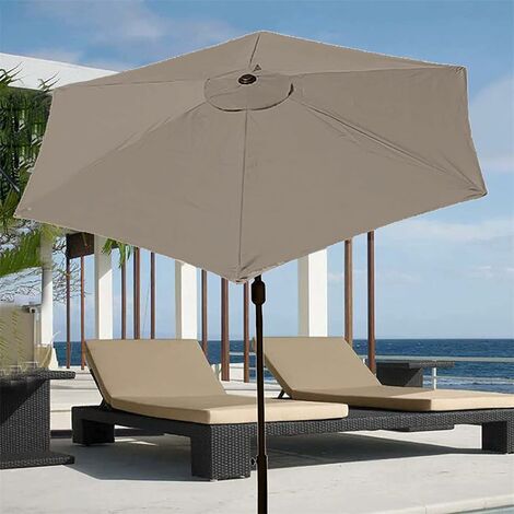 Housse De Rechange pour Parasol - 6 Baleines - 3 M - Imperméable - Anti-Ultraviolet - Tissu De Rechange (3M / 9.8Ft,Khaki)