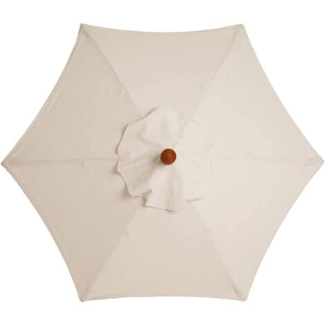 Housse de rechange pour parasol, 6 baleines, 3 m, imperméable, anti-UV, tissu de rechange, blanc crème