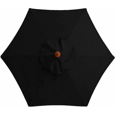 Housse de rechange pour parasol, 6 baleines, 3 m, imperméable, anti-UV, toile de rechange, noire
