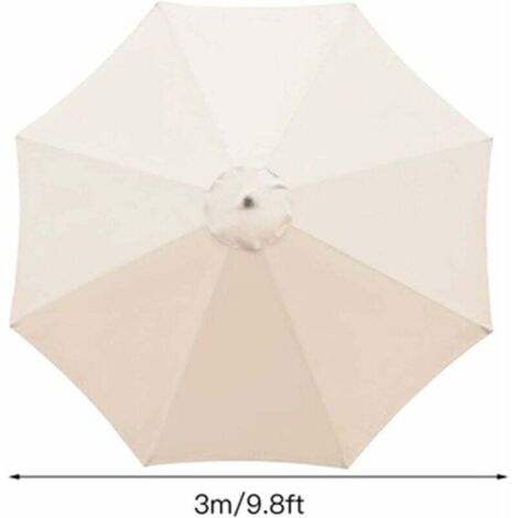 Housse de rechange pour parasol, 8 baleines, 3 m, imperméable, anti-UV, tissu de rechange, beige