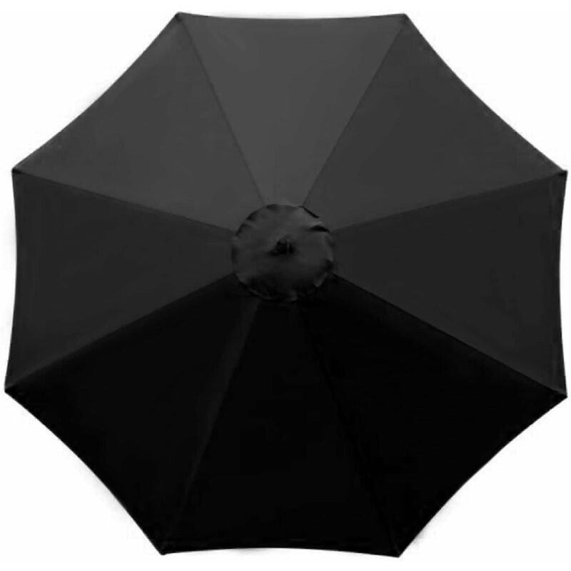 Housse de rechange pour parasol - 8 baleines - Diamètre 3m - Imperméable - Protection uv - Tissu de rechange - Noir - black