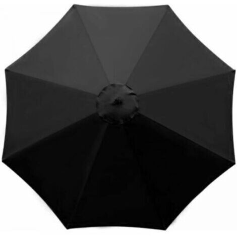 Housse de rechange pour parasol - 8 baleines - Diamètre 3m - Imperméable - Protection UV - Tissu de rechange - Noir