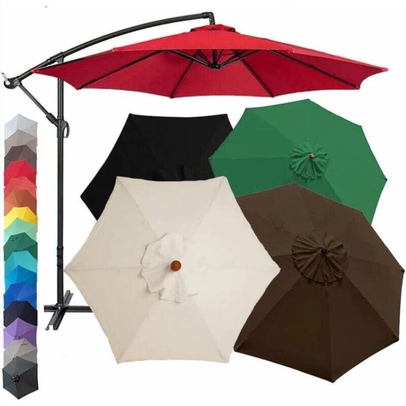Fitags - Housse de Rechange pour Parasol 8 Baleines,Toile de Remplacement Parasol, 3m / Ronde Toile de Rechange s'adapte à Un Parasol Droit ou
